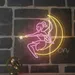 Custom Neon | Neon Flex Fairy on Crescent Moon with Wand | Premium LED Pink Yellow Wall Art | 30x30 2