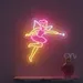 Custom Neon | Neon Flex Dancing Fairy with Magic Wand | Premium LED Pink Yellow Wall Art | 23x25 | Glowing Dancing Fairy Sign, Plug-in Neon Flex Design, Bedroom Party Home Fairy Decor 1