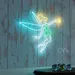 Custom Neon | Neon Flex Flying Fairy with Star Wand | Premium LED Multicolored Wall Art | 30x28 | Glowing Flying Fairy Sign, Plug-in Neon Flex Design, Bedroom Party Home Blue Green Fairy Decor 2