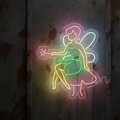 Custom Neon | Neon Flex Fairy on Mushroom with Wand | 25x30
