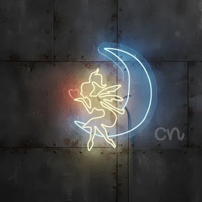 Custom Neon | Fairy Neon Sign with Moon LED | 25x30