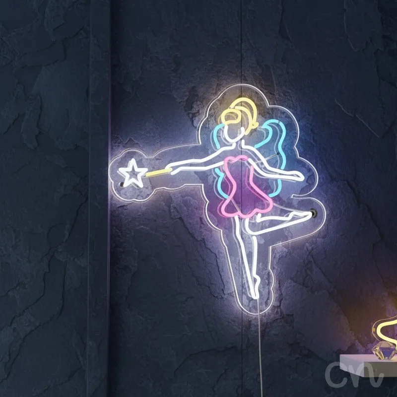 Custom Neon | Fairy Design Neon Sign | 24x25 | Yellow, Pink, Blue, White Colors