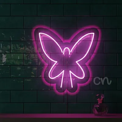 Custom Neon | Fairy Wings Neon Sign Pink LED | 24x24 | Pink Neon Wings Sign