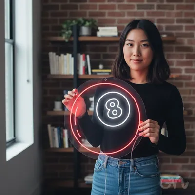 Custom Neon | 8 Neon Sign | 29x28 | Red and White Neon Sign for Home Bar Party Decor