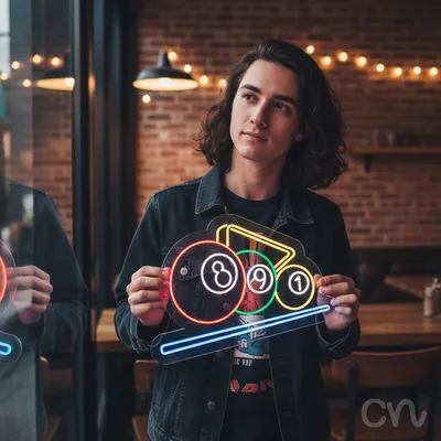 Custom Neon | 8 9 1 Neon Sign | 24x30 | Hot Pink, Green, Ice Blue, Yellow