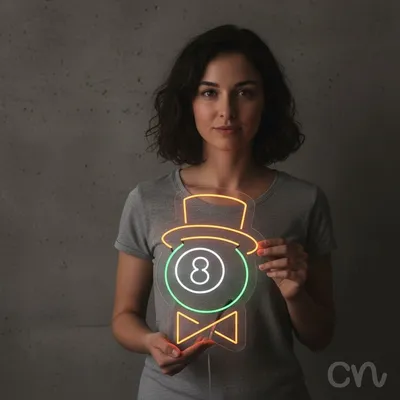 Custom Neon | 8 Neon Sign | 32x24 | White Green Orange Neon Sign for Home Decor