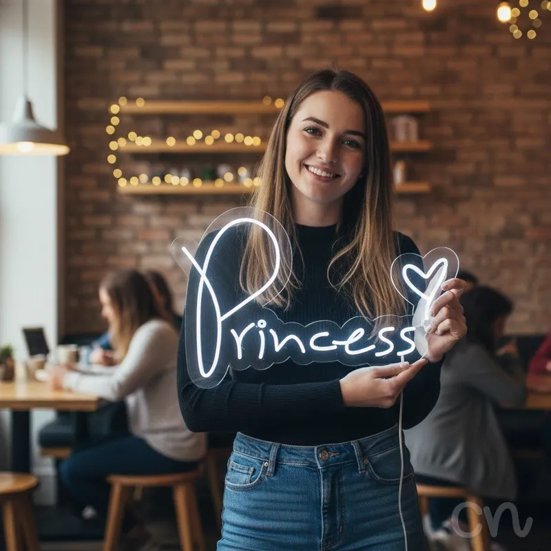 Custom Neon | Princess Neon Sign | 22x35 | Warm White Neon Sign for Bedroom Decor