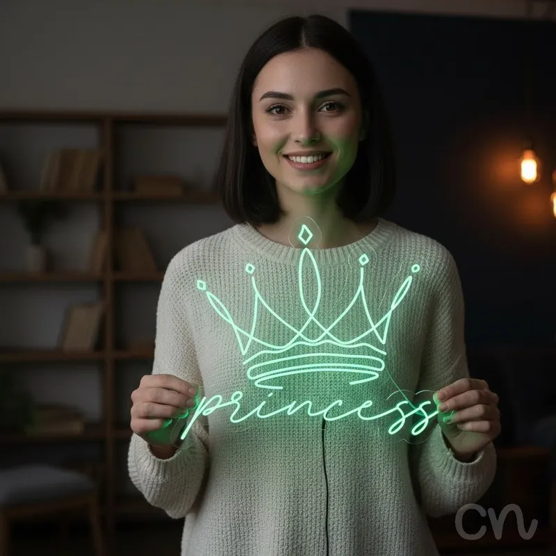 Custom Neon | Princess Neon Sign | 30x36 | Green Neon Sign for Bedroom Decor