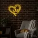 Custom Neon | Heart with Crown Neon Sign | 27x28 Inches | Yellow Neon Sign 2