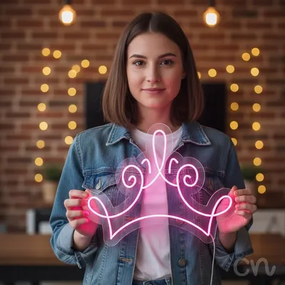 Custom Neon | Crown Design Neon Sign | 28x34 | Hot Pink