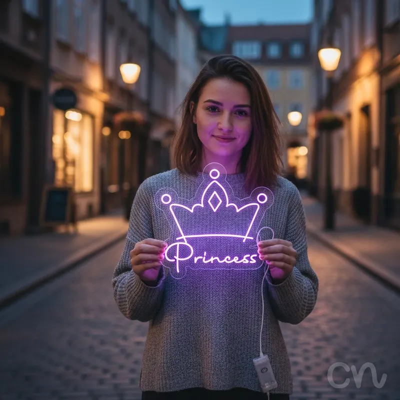 Custom Neon | Princess Neon Sign | 28x28 | Purple Neon Sign for Bedroom, Party, Lounge