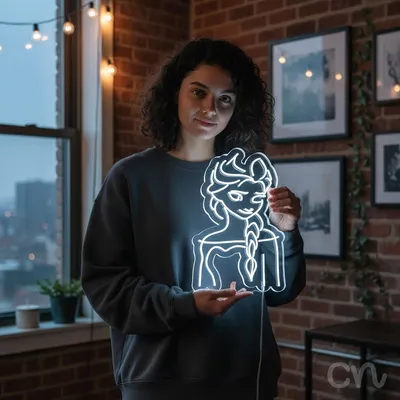 Custom Neon | Woman with Braid Neon Sign | 36x24 | Warm White