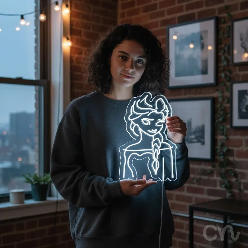 Custom Neon | Woman with Braid Neon Sign | 36x24 | Warm White