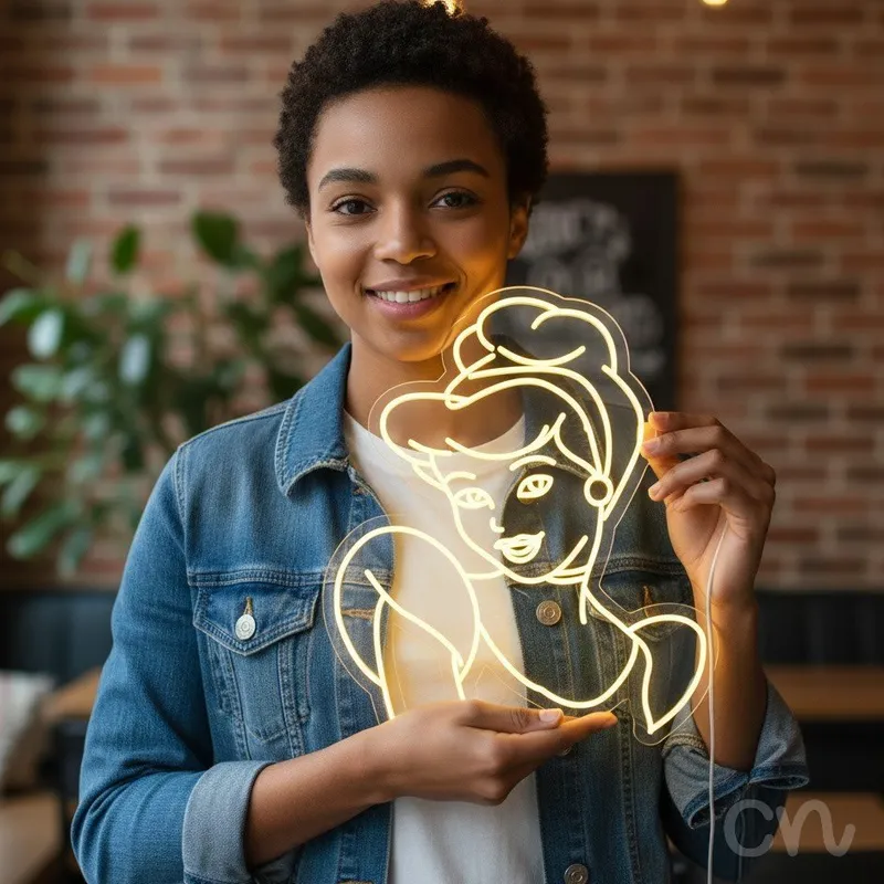 Custom Neon | Princess Design Neon Sign | 32x28 | Yellow Neon Sign for Home Decor