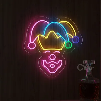Custom Neon | Jester Face Neon Sign | 24x24 | Multicolor