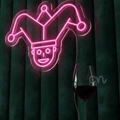 Custom Neon | Jester Face Neon Sign | 18x24 | Pink