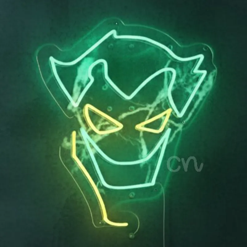 Custom Neon | Joker Face Neon Sign in Green & Yellow LED | 24x20