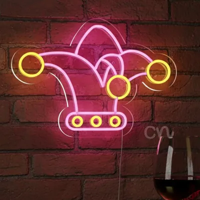 Custom Neon | Jester Hat Neon Sign in Red & Yellow LED | 17x24