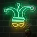 Custom Neon | Jester Hat with Glasses Neon Sign Wall Light | 19x24 | Green & Yellow 1