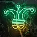 Custom Neon | Jester Hat with Glasses Neon Sign Wall Light | 19x24 | Green & Yellow 2