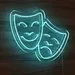 Custom Neon | Theater Masks Neon Sign Wall Light | Comedy and Tragedy Drama Face LED Neon Artwork for Theaters, Events, and Home Decor | Durable Energy-Efficient Accent Lighting | 20x24 | Blue 1