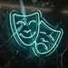 Custom Neon | Theater Masks Neon Sign Wall Light | Comedy and Tragedy Drama Face LED Neon Artwork for Theaters, Events, and Home Decor | Durable Energy-Efficient Accent Lighting | 20x24 | Blue 2