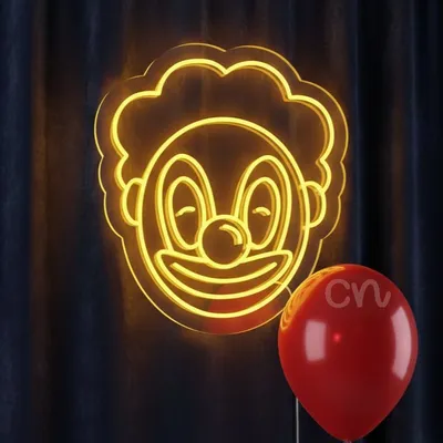 Custom Neon | Clown Face Neon Sign | 24x21 | Bright Yellow