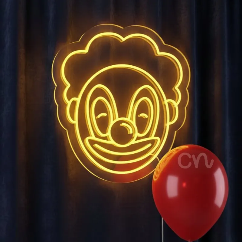 Custom Neon | Clown Face Neon Sign | 24x21 | Bright Yellow