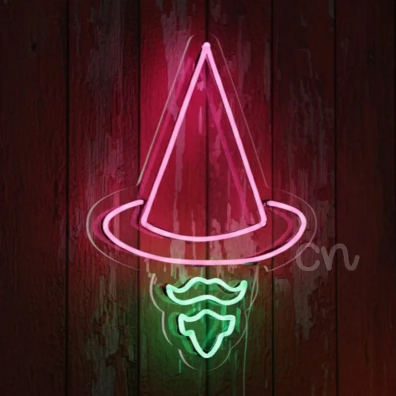 Custom Neon | Magical Wizard Hat Neon Sign with Beard | 24x17