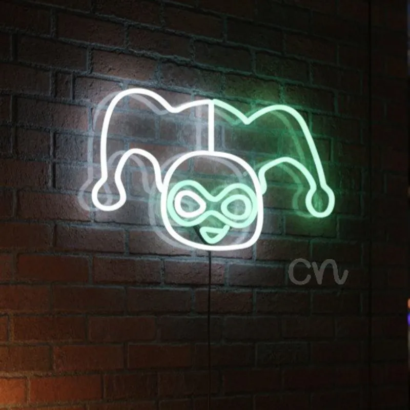 Custom Neon | Jester Mask Neon Sign 13x24 Inch | Green