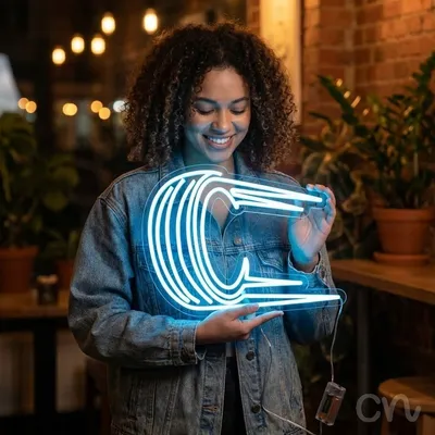 Custom Neon | Abstract Waves Neon Sign | 18x24 | Ice Blue