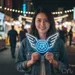 Custom Neon | Winged Wheel Neon Sign | 18x28 | Ice Blue Neon Sign for Home Bar Decor 1