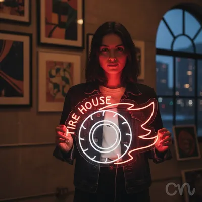 Custom Neon | Tire House Neon Sign | 28x20 Inches | Hot Pink