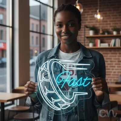 Custom Neon | Fast Neon Sign | 24x24 | Sky Blue Neon Sign for Bedroom and Bar Decor