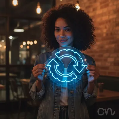 Custom Neon | Recycling Symbol Neon Sign | 24x28 | Blue