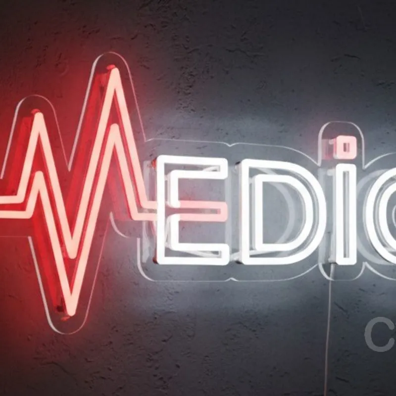 Custom Neon | Medic Neon Sign 12x24 Inch | Red & White