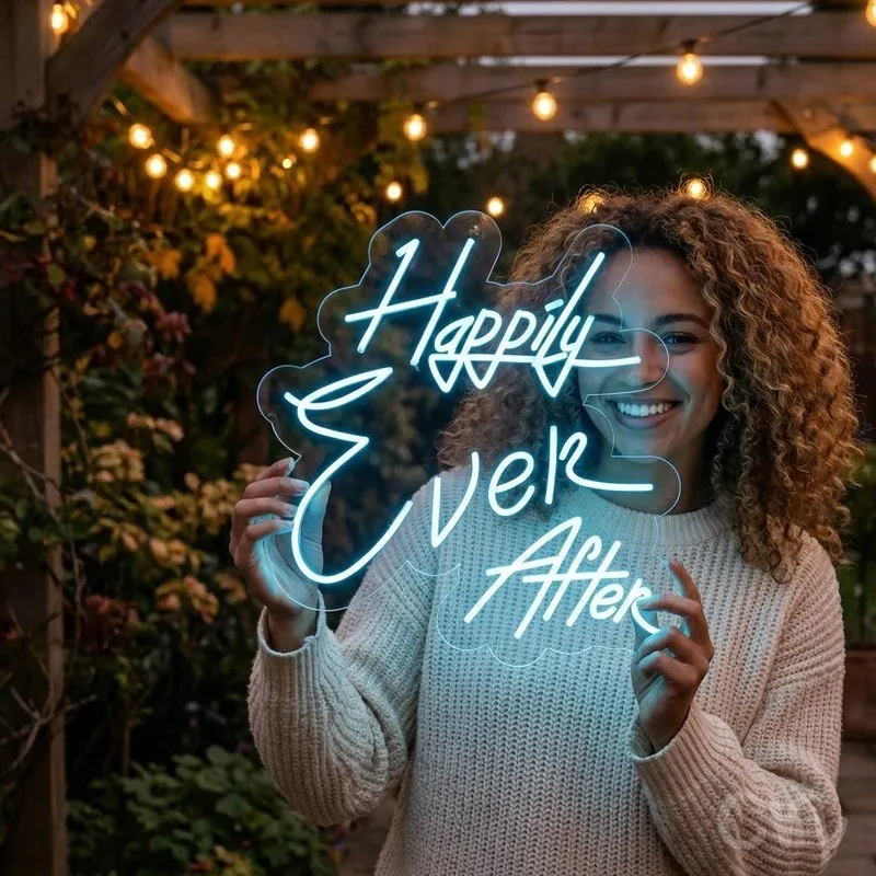Custom Neon | Happily Ever After Neon Sign | 23x24 | Sky Blue