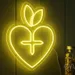 Custom Neon | Heart with Leaves Neon Sign | 20x15 | Yellow 2