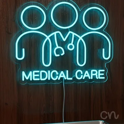 Custom Neon | Medical Care Neon Sign | 16x20 Inch | Blue