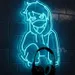30x19 Inch Blue Anime Neon Sign – LED Wall Light Decor of Anime Character in Hoodie and Mask for Bedroom, Gaming Room, Dorm, Bar, Man Cave, or Studio – Cool Otaku Gift for Fans, Gamers, and Collectors 1