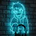 30x19 Inch Blue Anime Neon Sign – LED Wall Light Decor of Anime Character in Hoodie and Mask for Bedroom, Gaming Room, Dorm, Bar, Man Cave, or Studio – Cool Otaku Gift for Fans, Gamers, and Collectors 2
