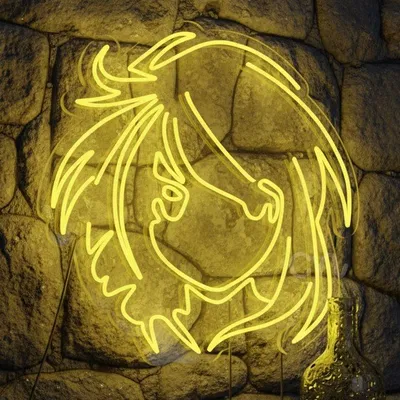 30x30 Inch Yellow Anime LED Neon Sign – Oversized Glowing Wall Art for Bedroom, Gaming Room, Living Room, Bar, or Cafe – Bright Energy-Efficient Anime Neon Light Decor for Fans & Collectors
