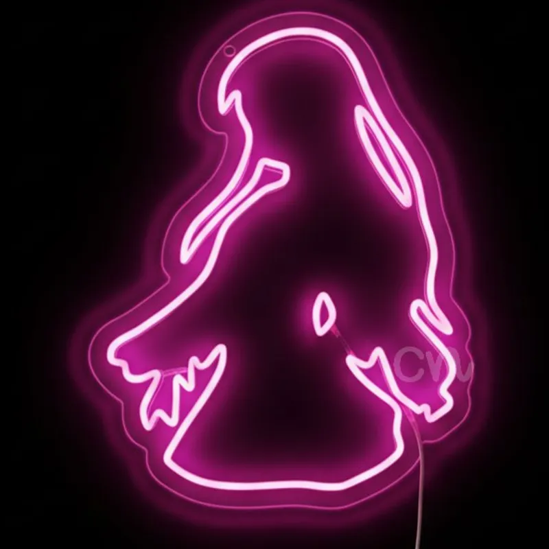 Custom Neon | Custom Anime Girl LED Neon Sign | 24x19 Inch Pink Silhouette Wall Light