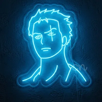 Blue Anime Character Face LED Neon Sign Light 30x27 Wall Decor for Bedroom, Gaming Room, Bar, Living Room, or Studio | Cool Anime-Inspired Wall Light for Fans, Gamers, and Collectors
