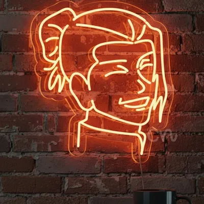 Orange Woman Face Neon Sign | 24x22 Modern LED Wall Art with Abstract Portrait Design | Ambient Lighting for Bedroom, Living Room, Bars, Cafes, Studios | Durable, Safe, Energy-Efficient Decor