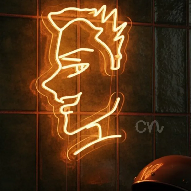 Custom Neon | Orange Minimalist Face Neon Sign | 24x15