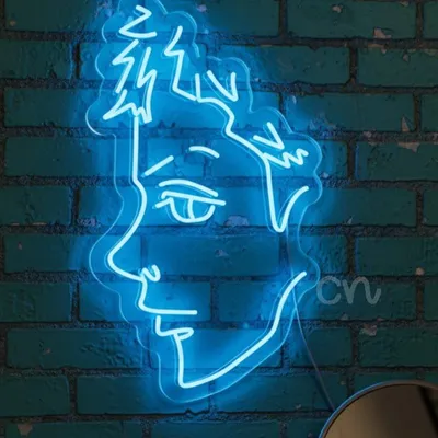 Custom Neon | Blue Minimalist Face Neon Sign | 30x18
