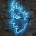 30x18 Blue Minimalist Face Neon Sign – Modern Abstract LED Wall Art Light, Contemporary One-Line Portrait Decor for Living Room, Bedroom, Studio, Cafe, Bar, and Creative Spaces 2