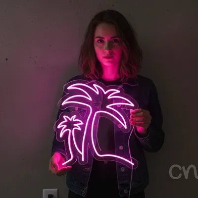 Custom Neon | Palm Tree Design Neon Sign | 24x23 | Hot Pink