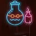 Custom Neon | Chemistry Glassware LED Neon Sign with Beaker and Potion Bottle Design for Science Labs, Study Rooms, Educational Spaces, and Modern Home Decor | 22x23 | Blue, Orange, Pink 1